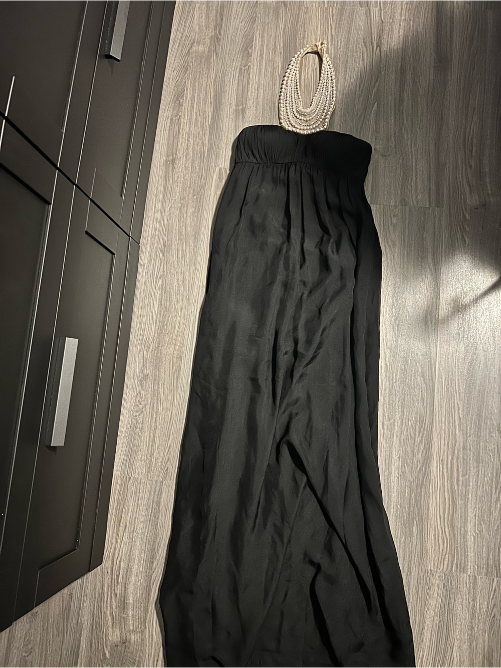 Aidan Mattox Black Strapless Maxi Dress